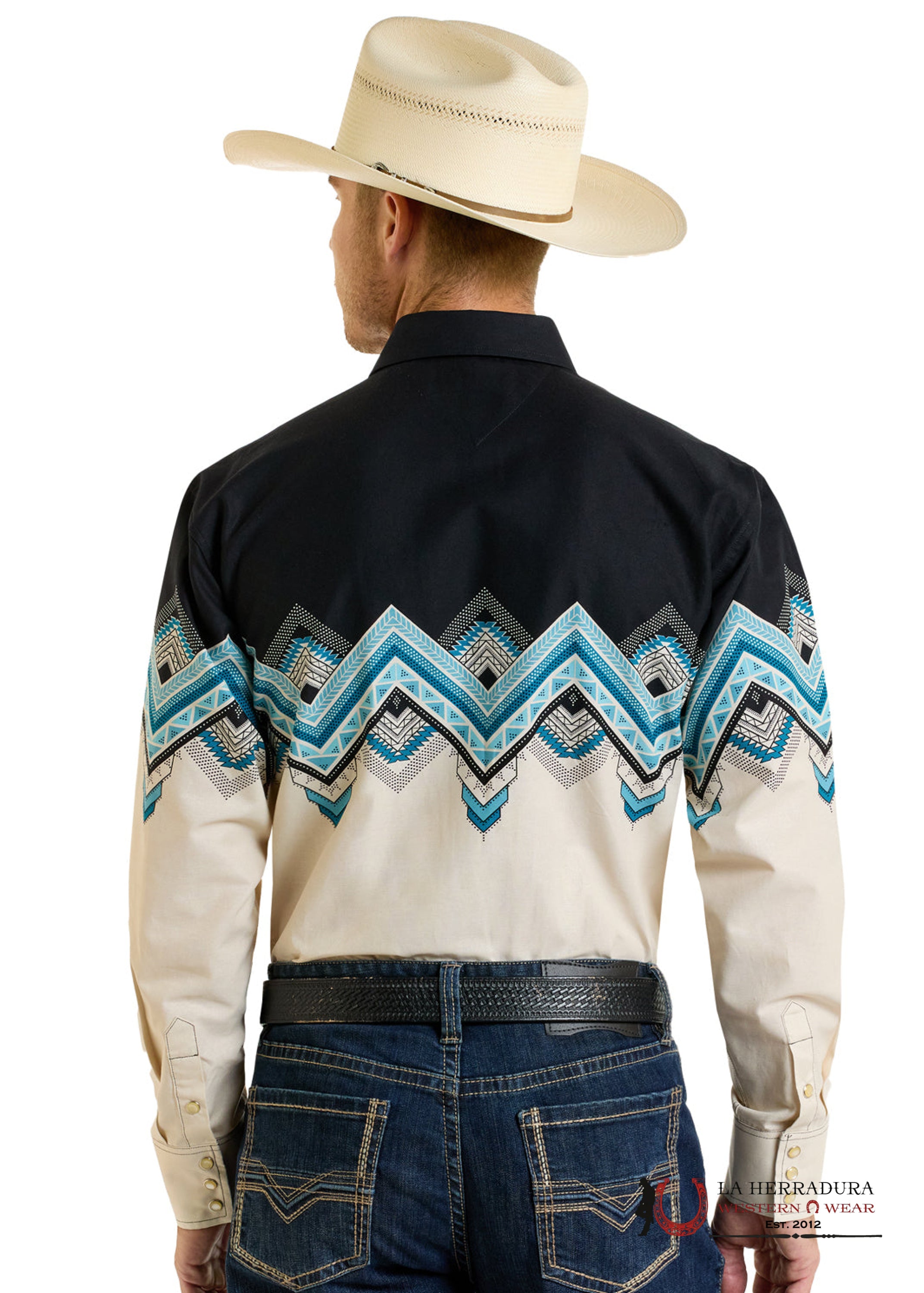 Panhandle Natural Long Sleeve With Aztec Print Mens Shirt - 6641 ROPA HOMBRES