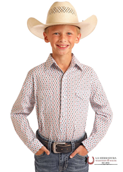 Panhandle ROMBOS BLUE Long Sleeve Boys Shirt - RBN2S05676