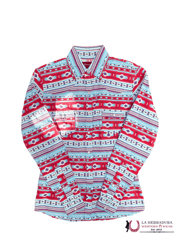 Camisa Panhandle Blusa turquesa claro con estampado y broches RLWSOSRZHT