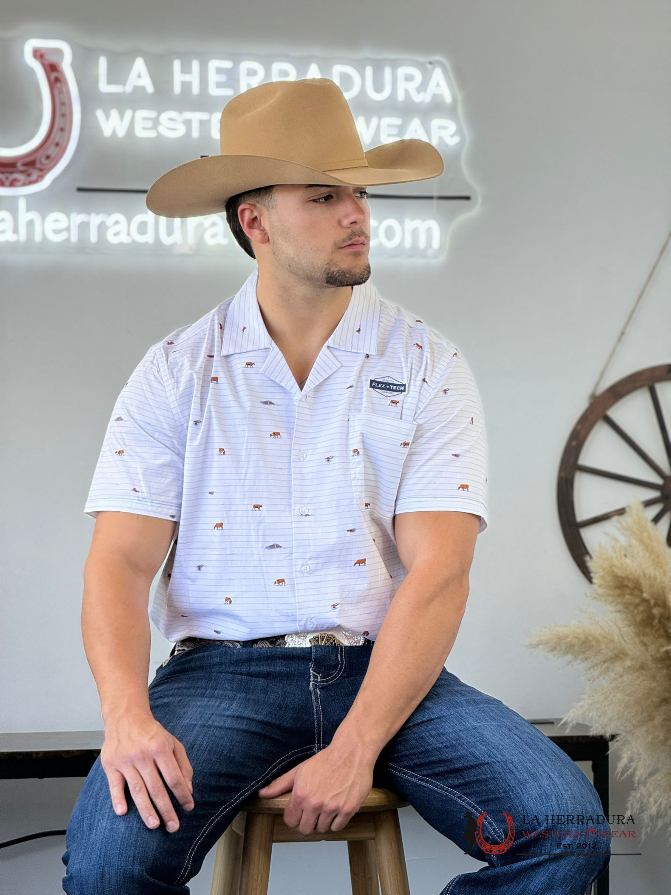 Panhandle Sky Blue Button Short Sleeve Shirt Ropa Hombres