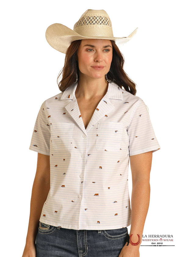 Panhandle Sky Blue Long slevee shirt white RWB3S03852