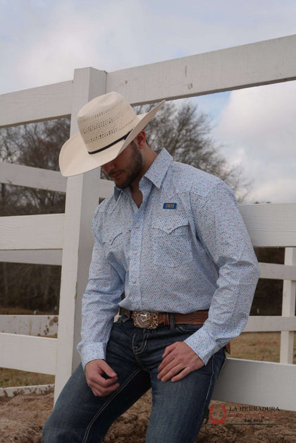 PANHANDLE SLIM BLUE MENS LONG SLEEVE SHIRT SNAP - RMN2S05672