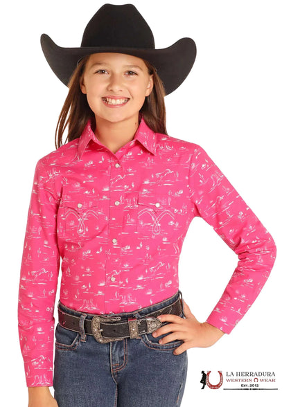 Camisa con broches frontales Panhandle Slim White Label para niña LGN2S04974