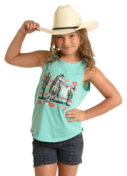CAMISETA GRÁFICA ROCK&ROLL SIN MANGAS ESPALDA NADADOR NIÑA TURQUESA RRGT20R191