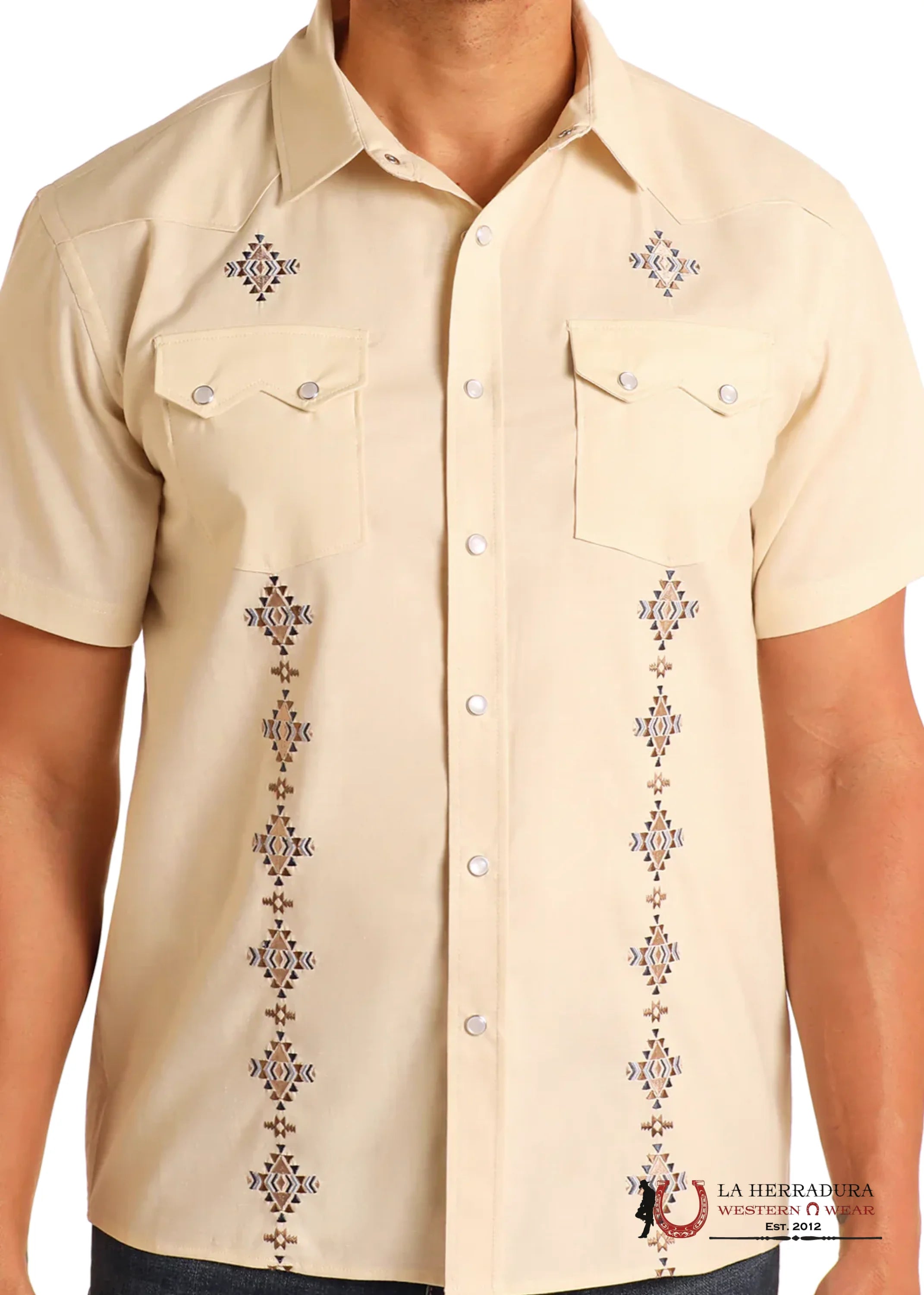 PANHANDLE SLIM NATURAL VINTAGE DIAMOND EMBROIDERED SHORT SLEEVE - 5741 ROPA HOMBRES