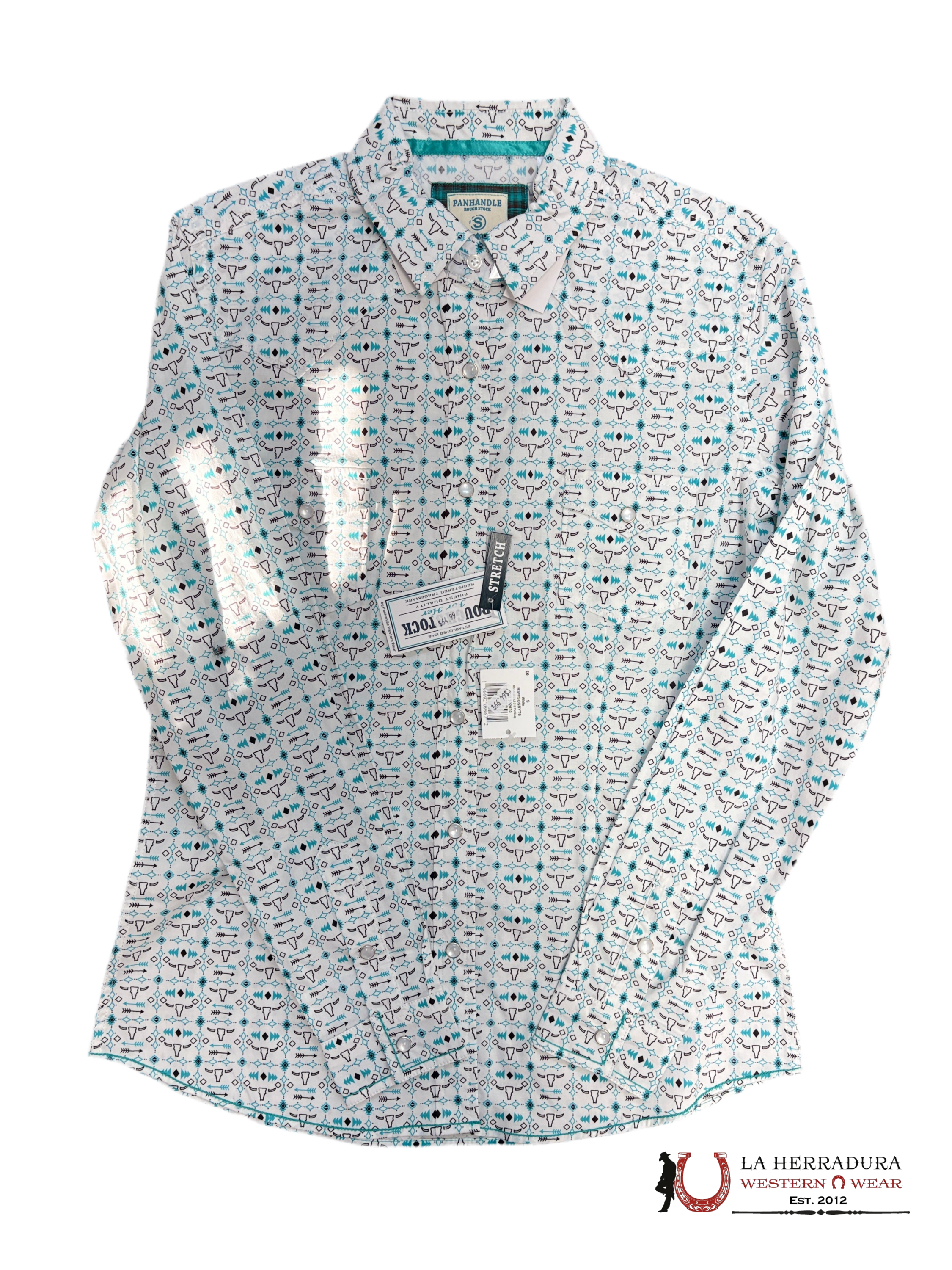 Panhandle Solid Aqua Poplin Snap Shirt RSWSOSRYT6 ROPA MUJERES