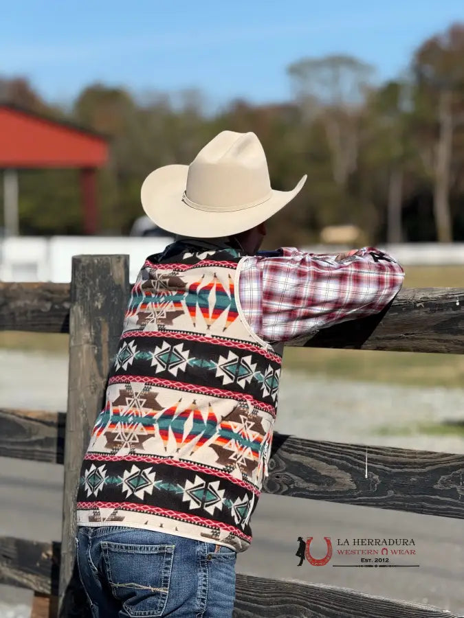 Panhandle Tan Aztec Printed Fleece Vest Ropa Hombres