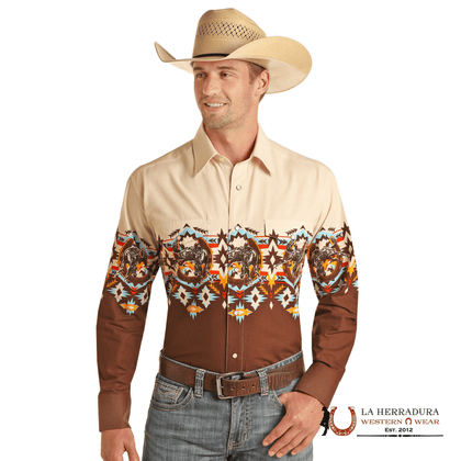 PANHANDLE TAN/BROWN AZTEC LONG SLEEVE- PHMSOSRZ5Y