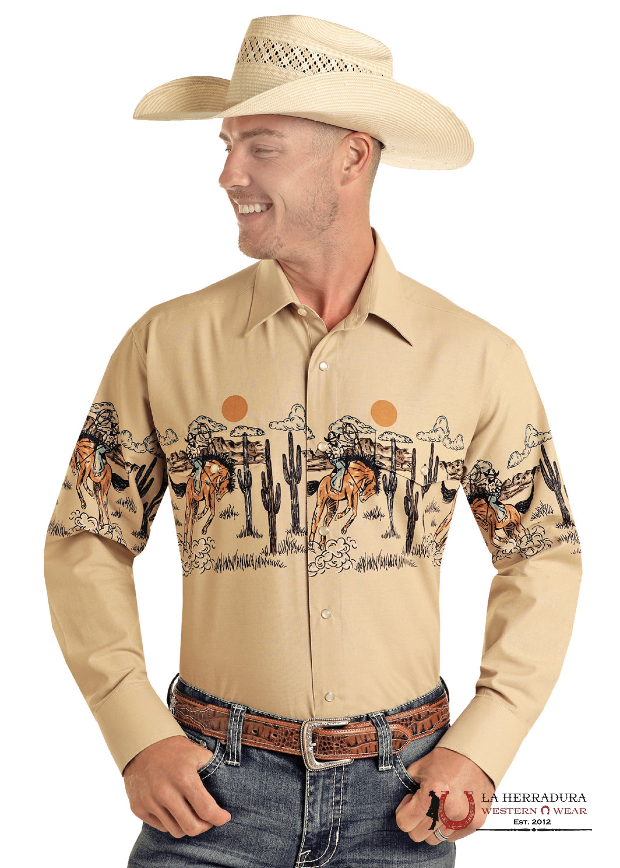 Panhandle Tan Western Long Slevee - SMN2S03217 ROPA HOMBRES