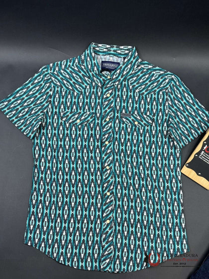 PANHANDLE TURQ AZTEC WOVEN  SHORT SLEEVE SNAP SHIRT 4306