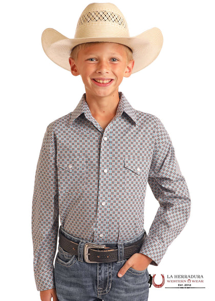 Panhandle Turquoise Long Sleeve With Flore Print Shirt Boys - 5680