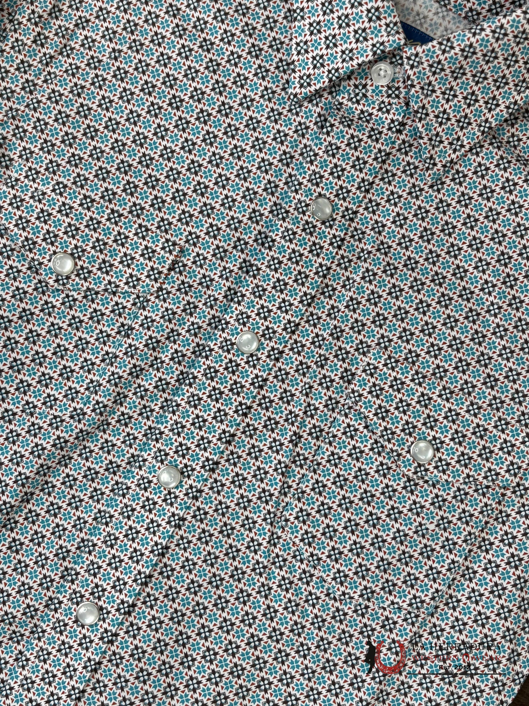 Panhandle Turquoise Long Sleeve With Flore Print Shirt Boys - 5680 NIÑOS