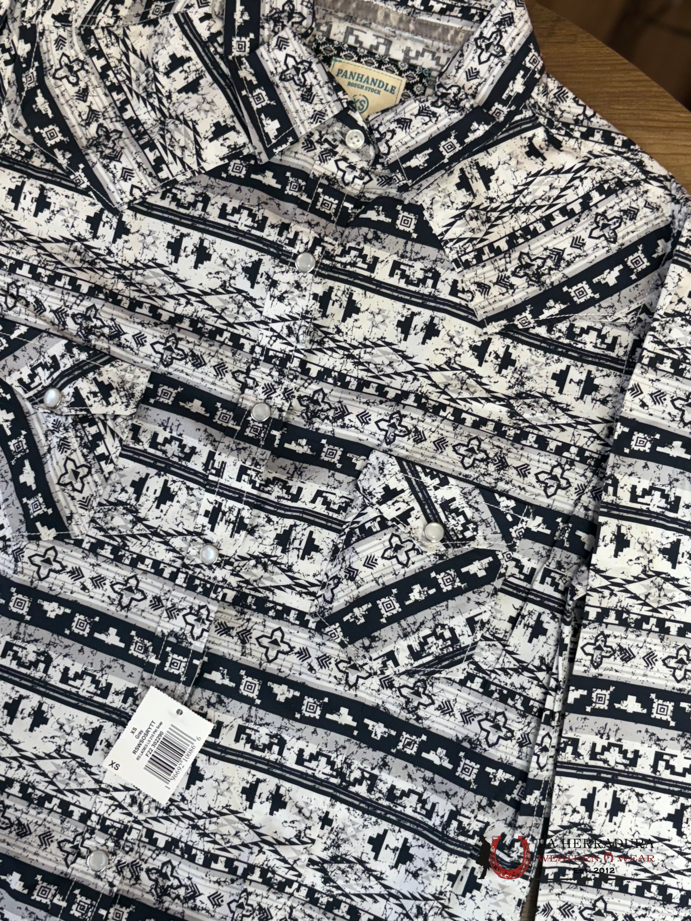 Panhandle White/Black western print ROPA MUJERES