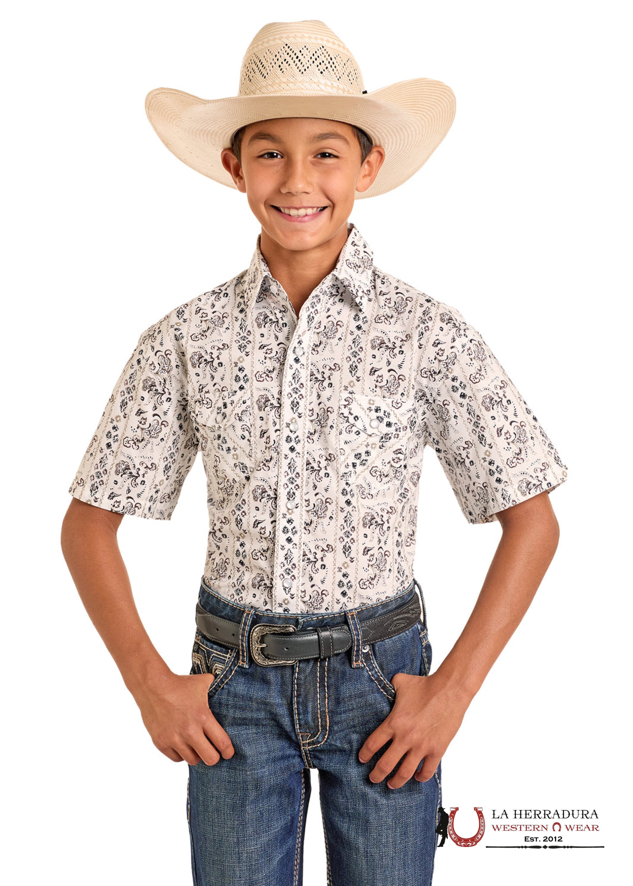 Panhandle white short Sleeve Shirt Boys -PBN3S06587 NIÑOS