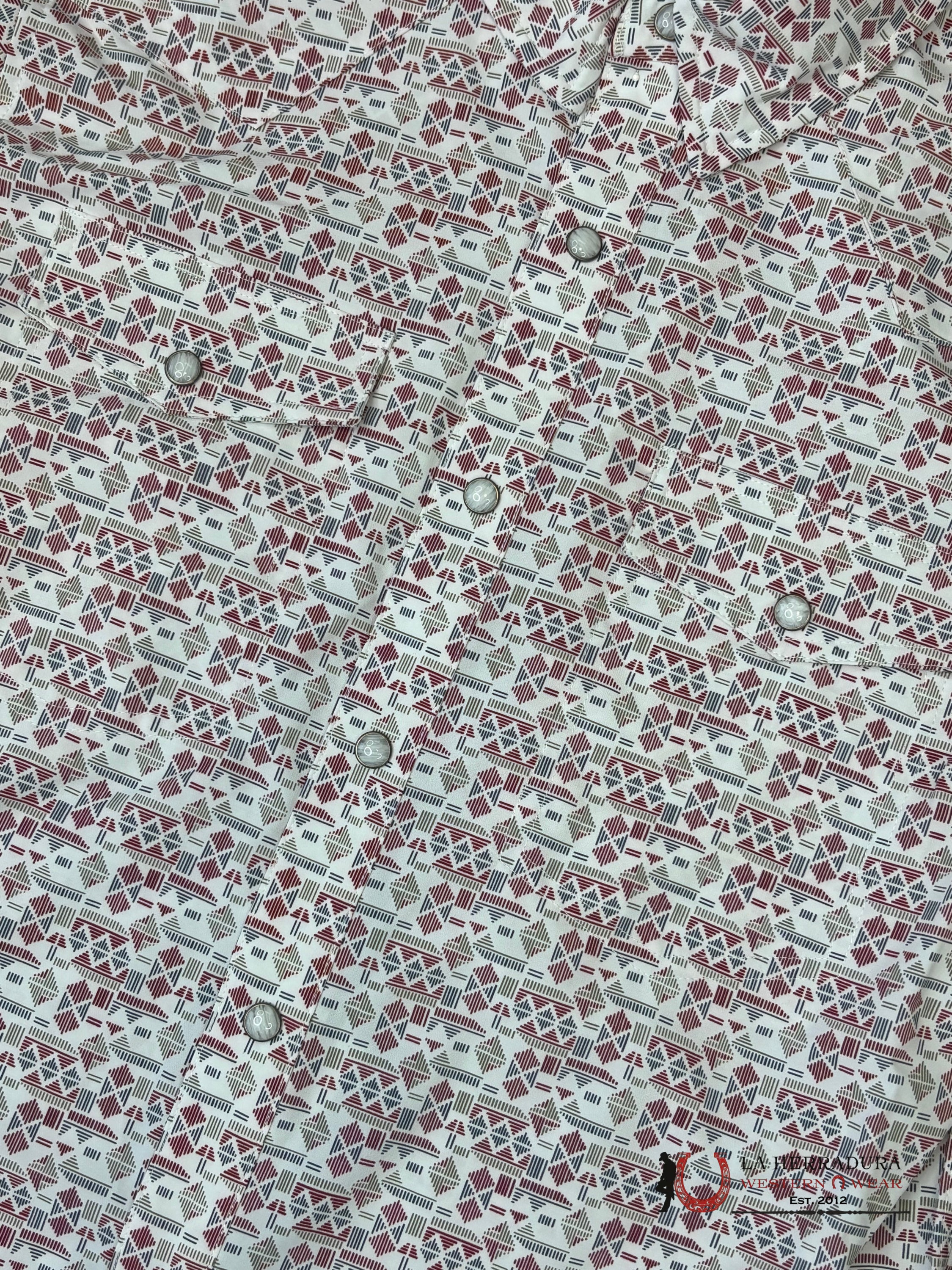 PANHANDLE White With Aztec Print Short Sleeve Men’s Shirt - 5703 ROPA HOMBRES