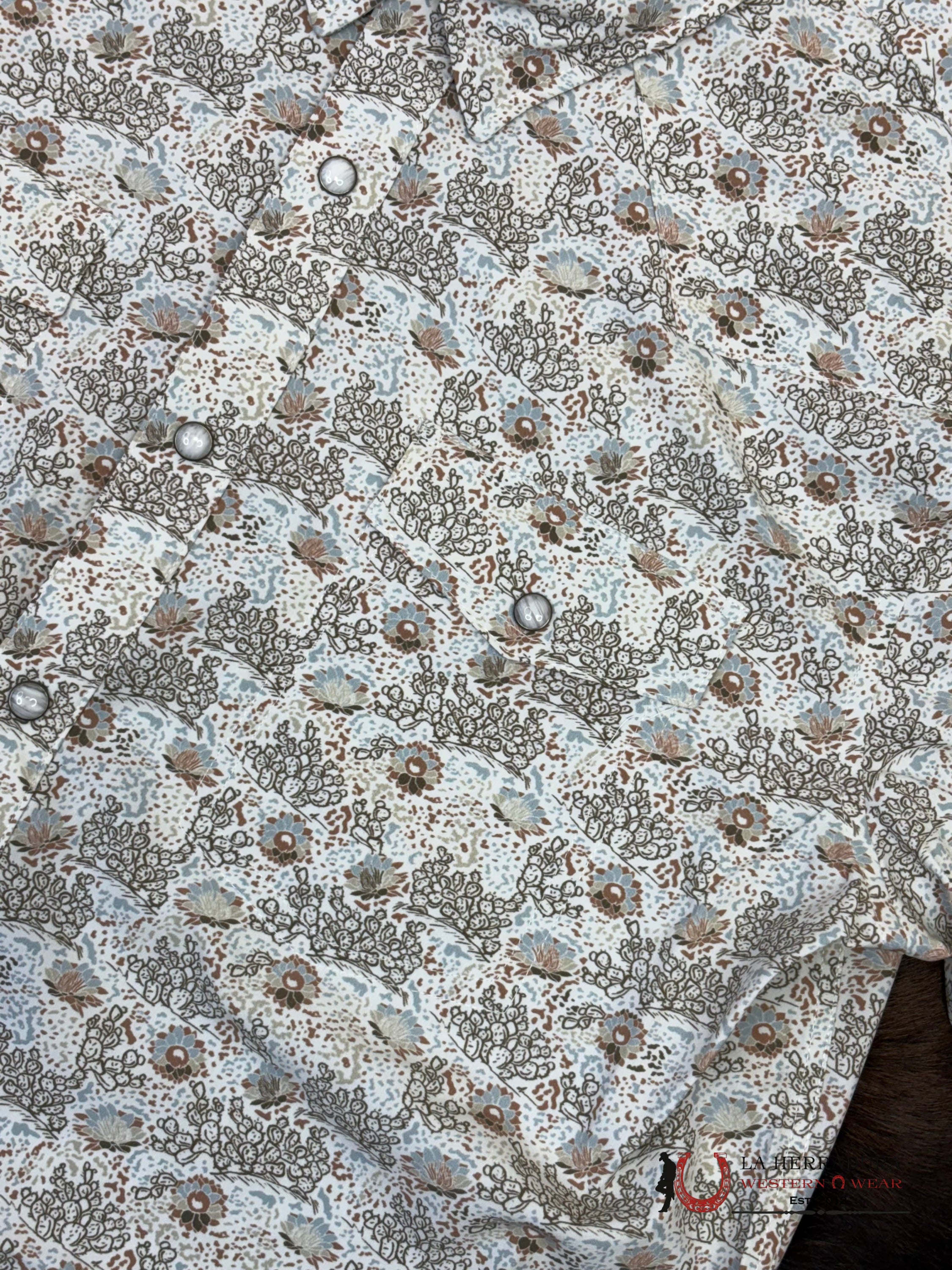 PANHANDLE WHITE WITH FLORAL BROWN PRINT SHORT SLEEVE SHIRT MEN - 5704 ROPA HOMBRES