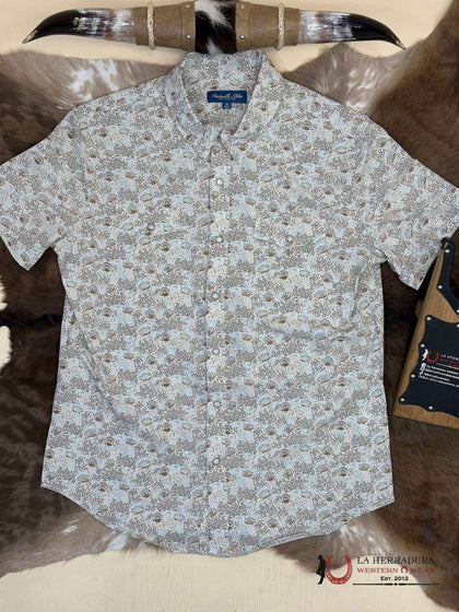 PANHANDLE WHITE WITH FLORAL BROWN PRINT SHORT SLEEVE SHIRT MEN - TMN3S05704