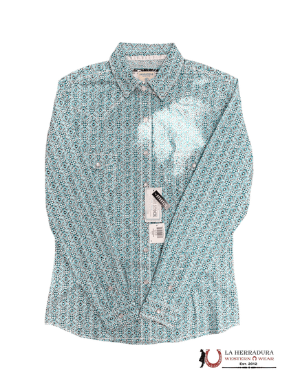 CAMISA DE MANGA LARGA CON CIERRE A PRESIÓN DE 2 BOLSILLOS PANHANDLE WOMEN Azul pavo real RSWSOSRZDO