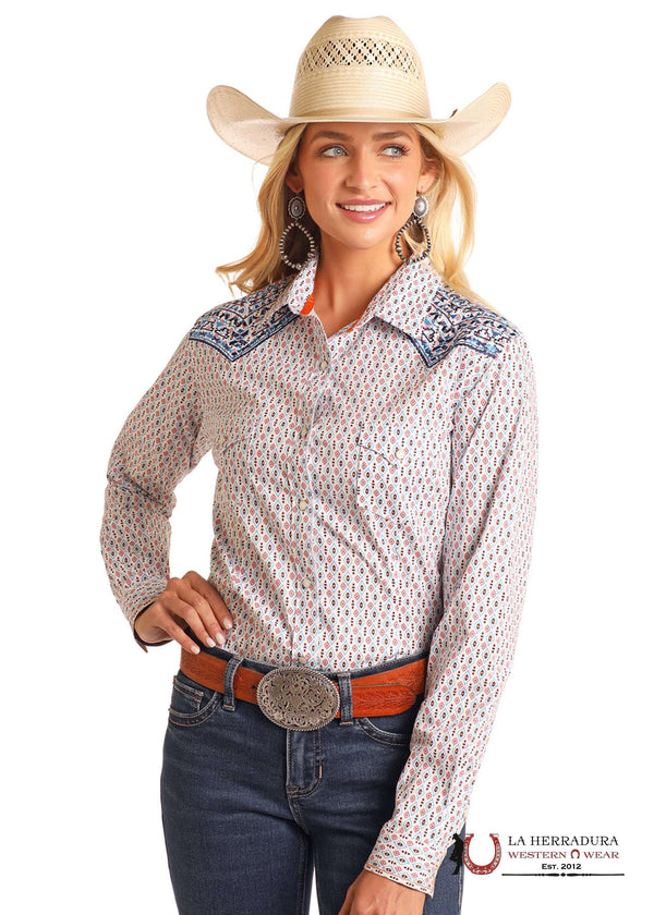 CAMISA DE MANGA LARGA CON BROCHES EN EL PECHO Y FLECHA AZUL PANHANDLE RWN2S05676