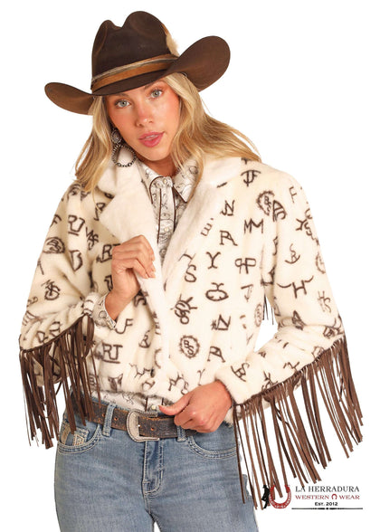 CHAQUETA CON FLECOS DE PELO ESTAMPADO CONVERSATION PARA MUJER DW92C04146 DE PANHANDLE