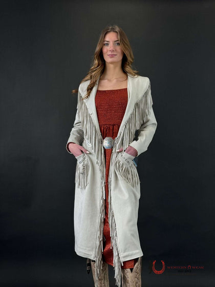 CHAQUETA LARGA DE ANTE NATURAL CON FLECOS POWDER RIVER OUTFITTERS DW92C01974