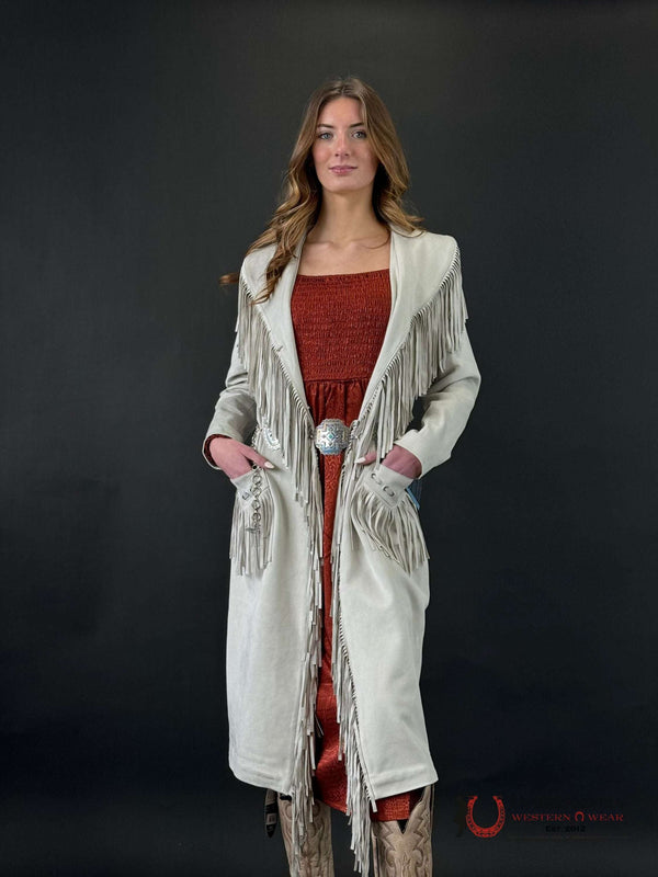 CHAQUETA LARGA DE ANTE NATURAL CON FLECOS POWDER RIVER OUTFITTERS DW92C01974