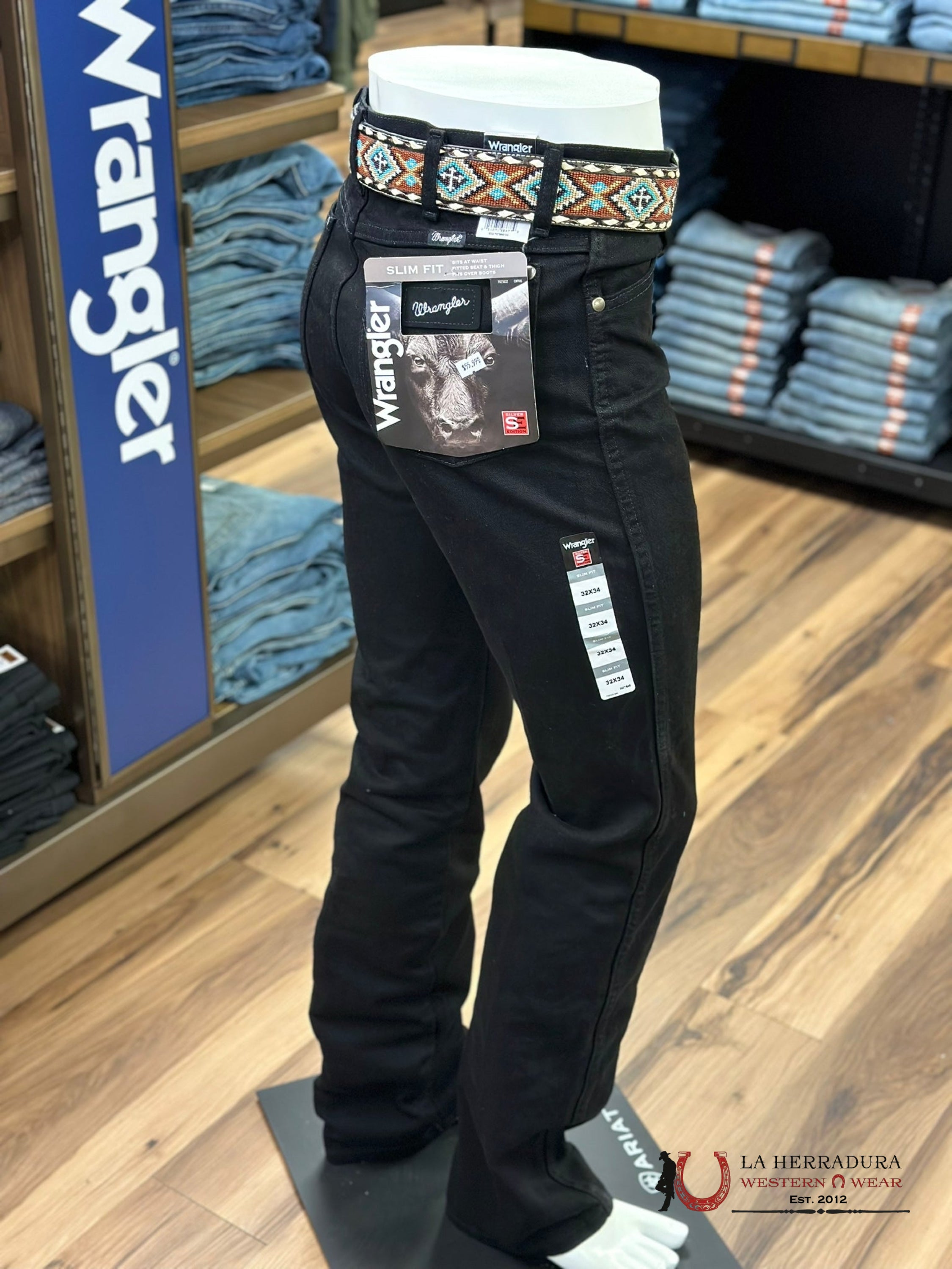 Pantalones Wrangler Mens Black Wash Silver Edition 1093Sewk Slim Fit Jeans