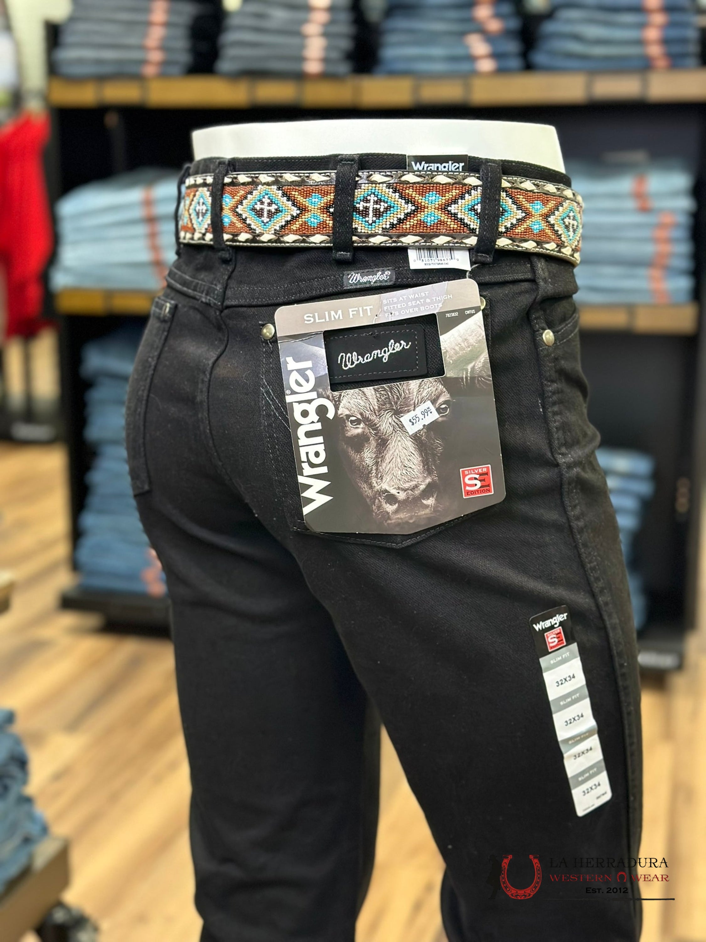 Pantalones Wrangler Mens Black Wash Silver Edition 1093Sewk Slim Fit Jeans