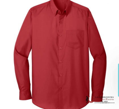 PARTON CITO HOMBRE CAMISA DE MANGA LARGA CON BOTONES CEREZA D-1