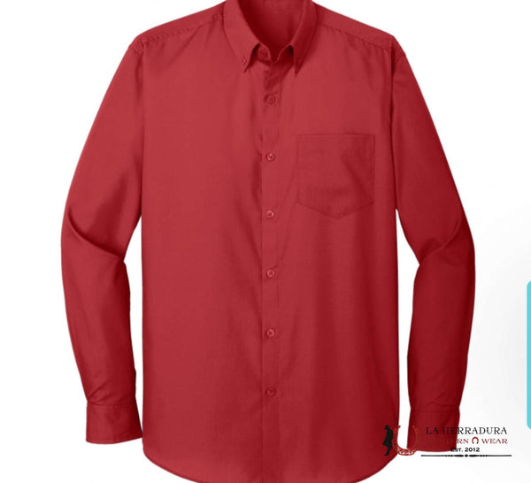 PARTON CITO HOMBRE CAMISA DE MANGA LARGA CON BOTONES CEREZA D-1