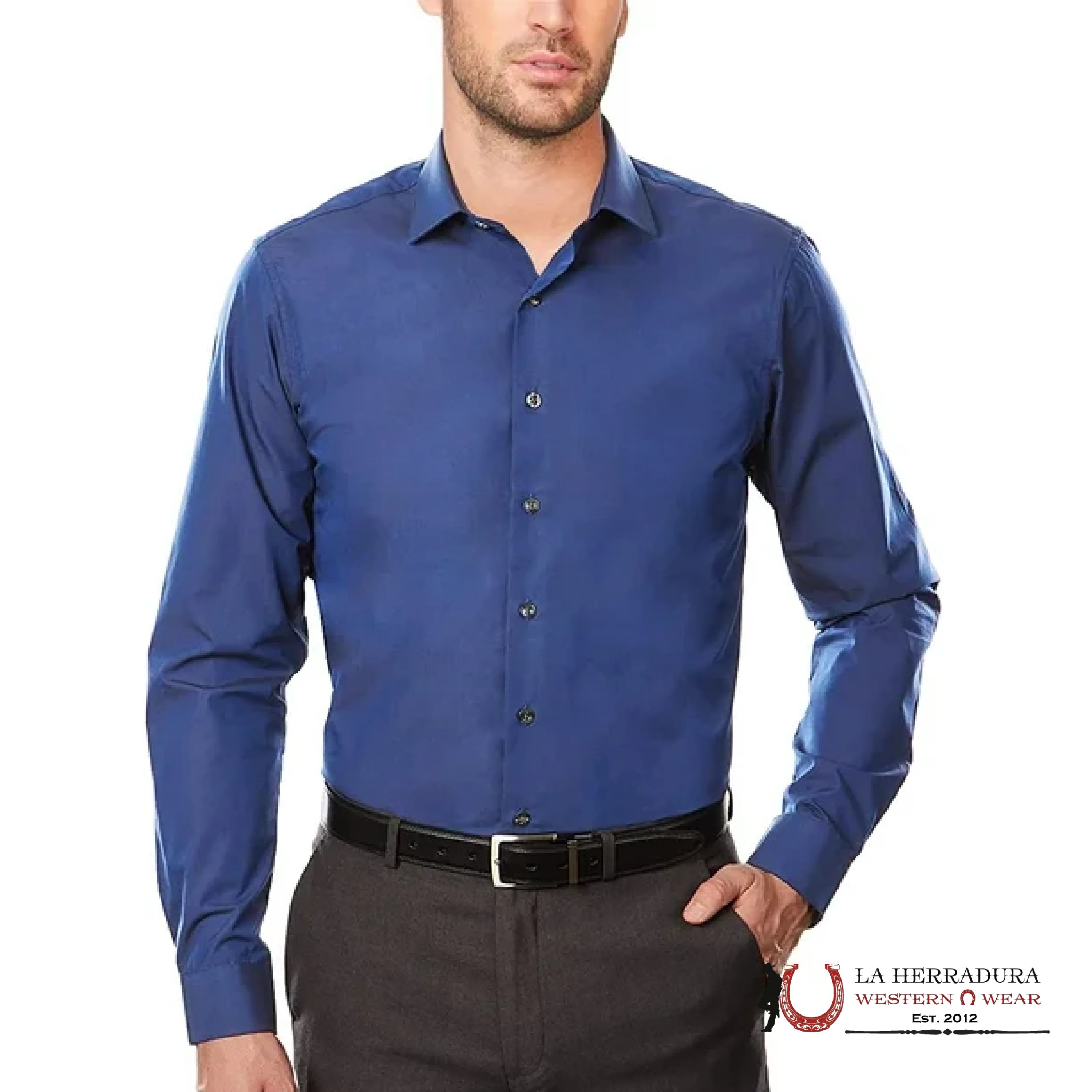 PATRON CITO MEN ALL ROYAL BLUE BOTTON UP LONG SLEEVE SLIM STRETCH D 10 ROPA HOMBRES