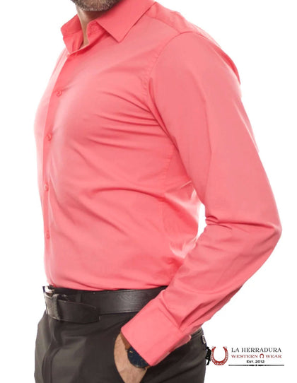 CAMISA CON BOTONES Y MANGA LARGA PATRON CITO MEN COLOR CORAL