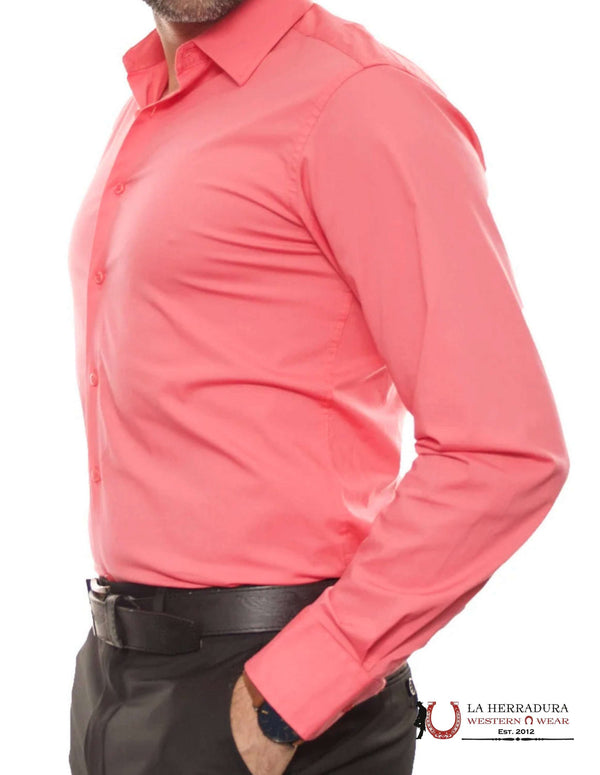 CAMISA CON BOTONES Y MANGA LARGA PATRON CITO MEN COLOR CORAL