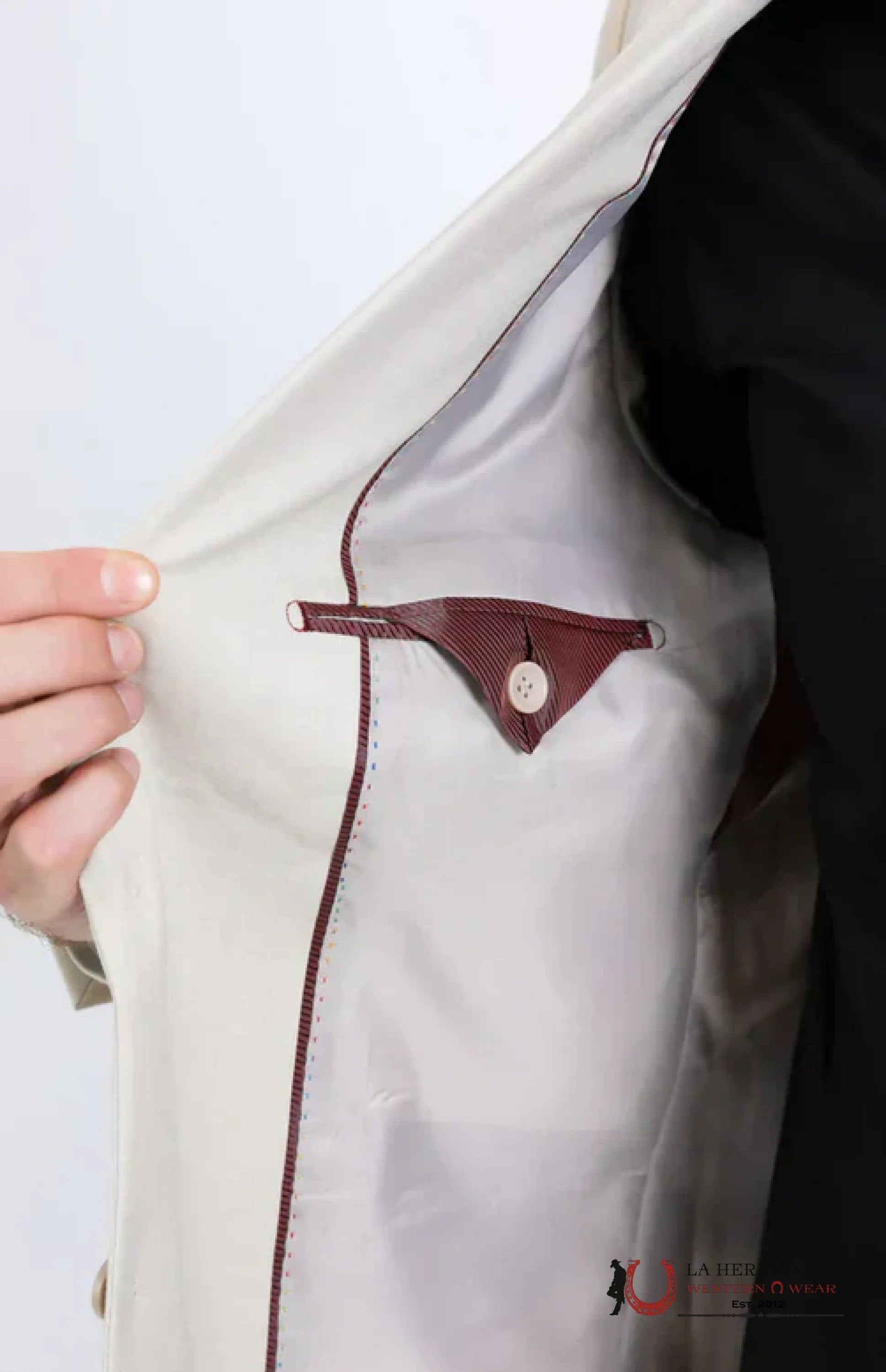 PLATINI BEIGE SMOOTH LISO TELA RANCHER BLAZER W/ BROWN FLORAL INSIDE - BLW10523 ROPA HOMBRES