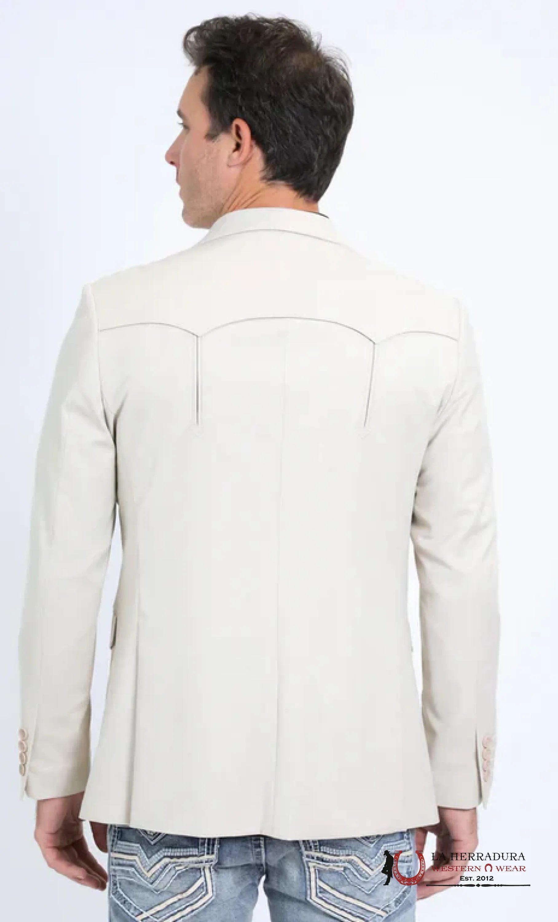 PLATINI BEIGE SMOOTH LISO TELA RANCHER BLAZER W/ BROWN FLORAL INSIDE - BLW10523 ROPA HOMBRES