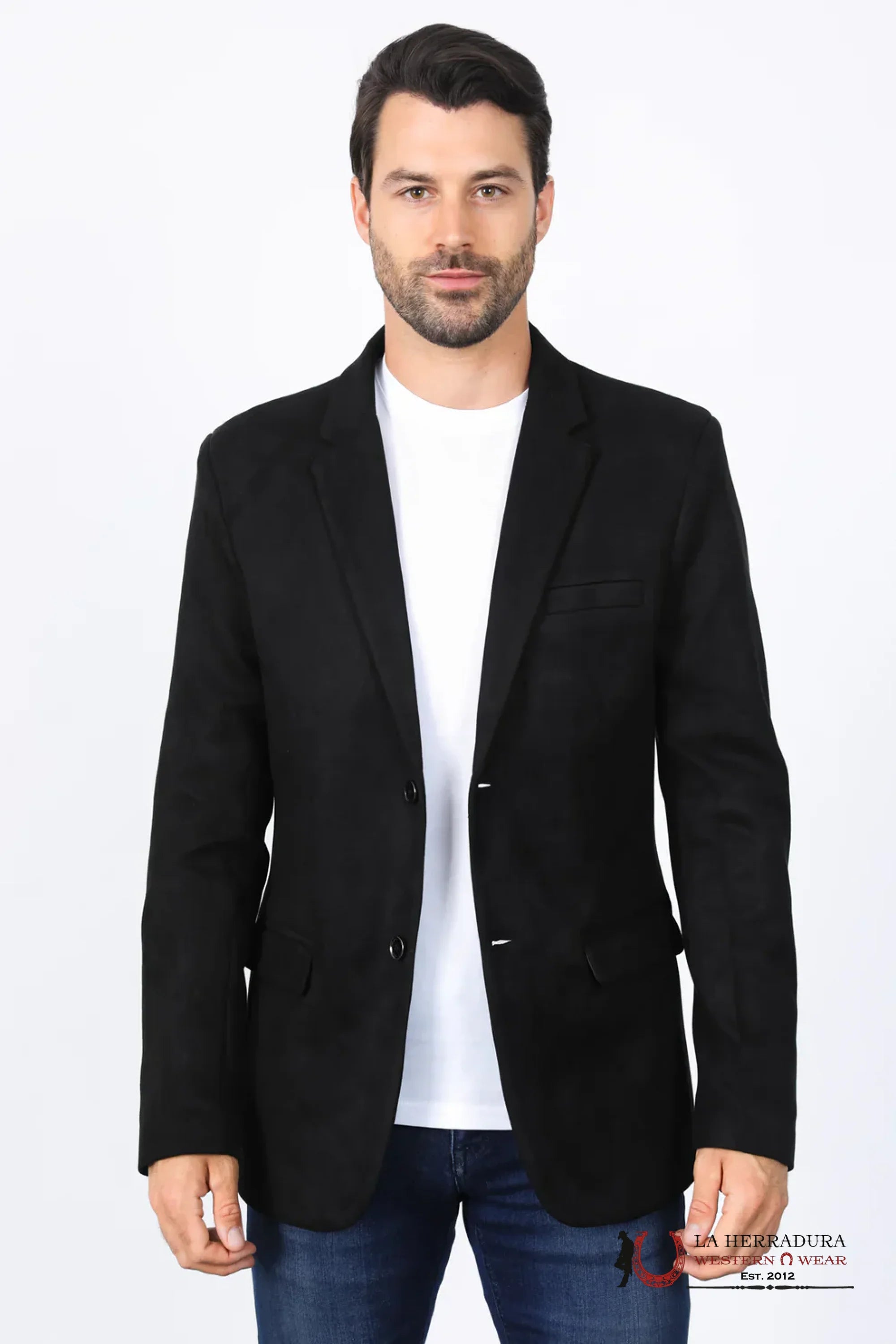 Platini Black Gamuza Suede Blazer- Blz8387 Ropa Hombres