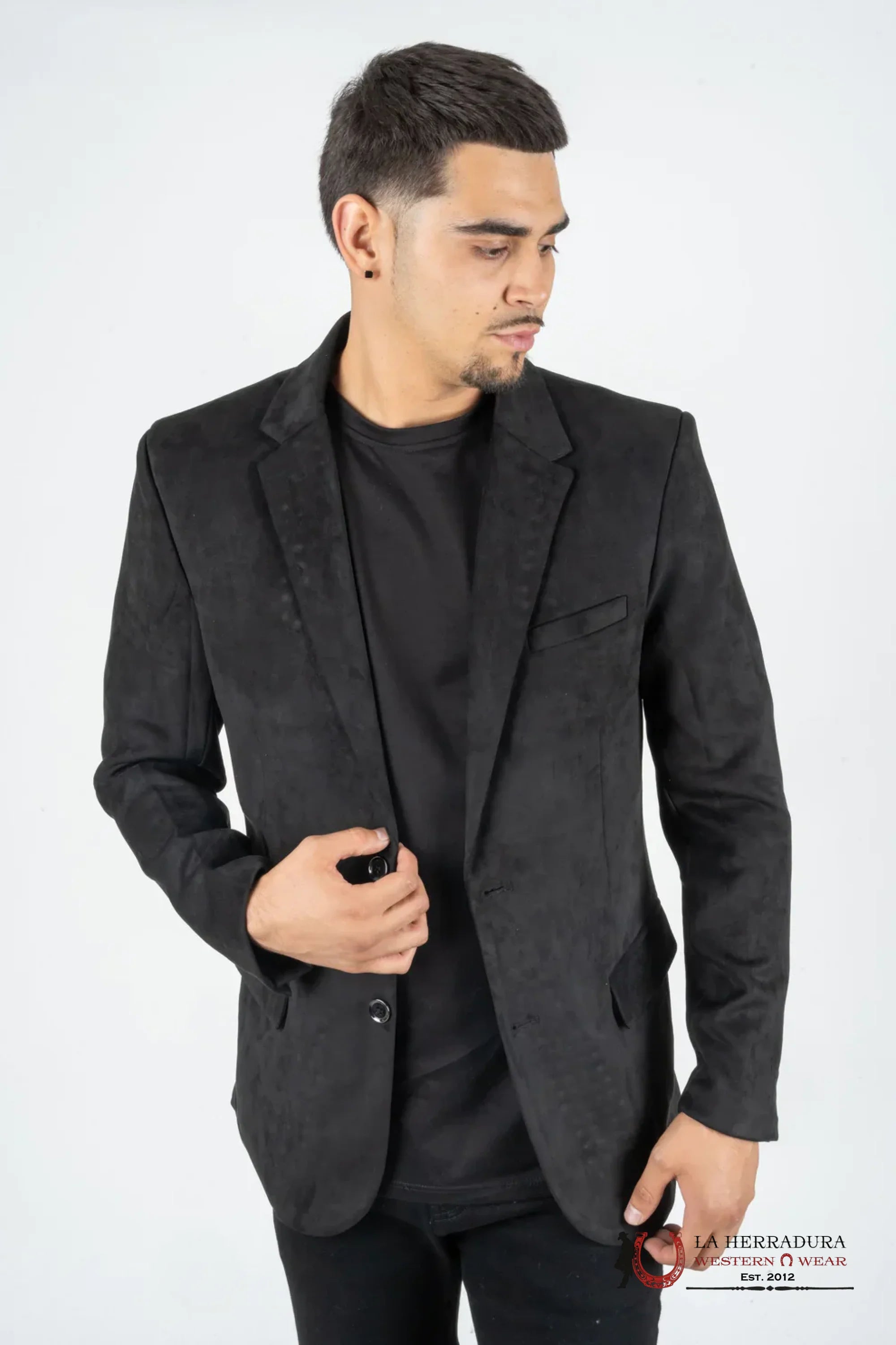 Platini Black Gamuza Suede Blazer- Blz8387 Ropa Hombres