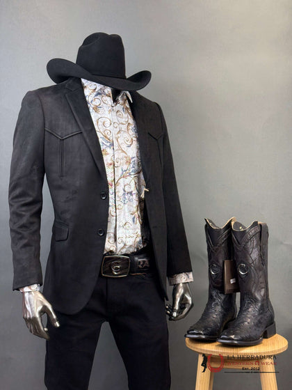 Saco Rancher de Gamuza Negra Platini para Hombre – BLZ9443