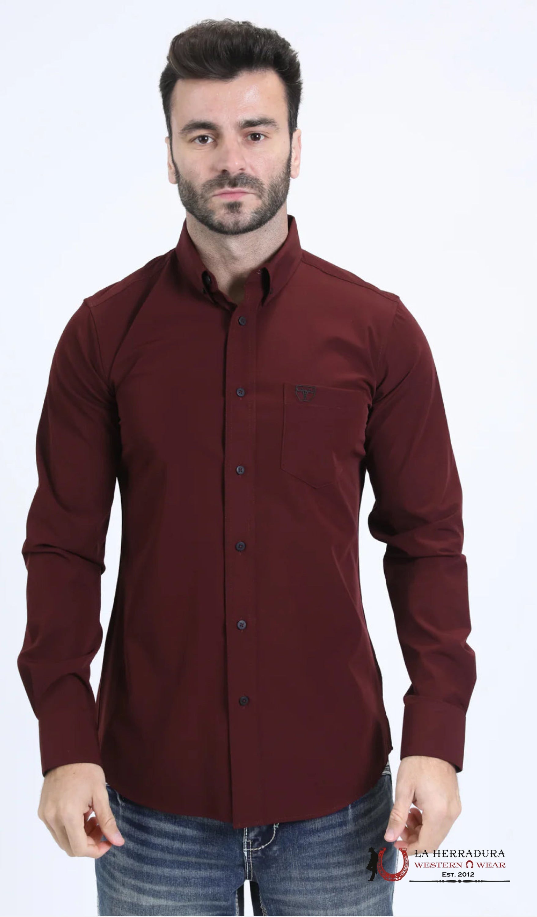 Platini Burgundy Long Sleeve Shirt ROPA HOMBRES