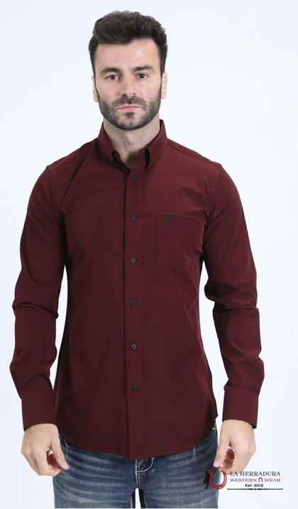 PLATINI BURGUNDY LONG SLEEVE SHIRT PCL10800