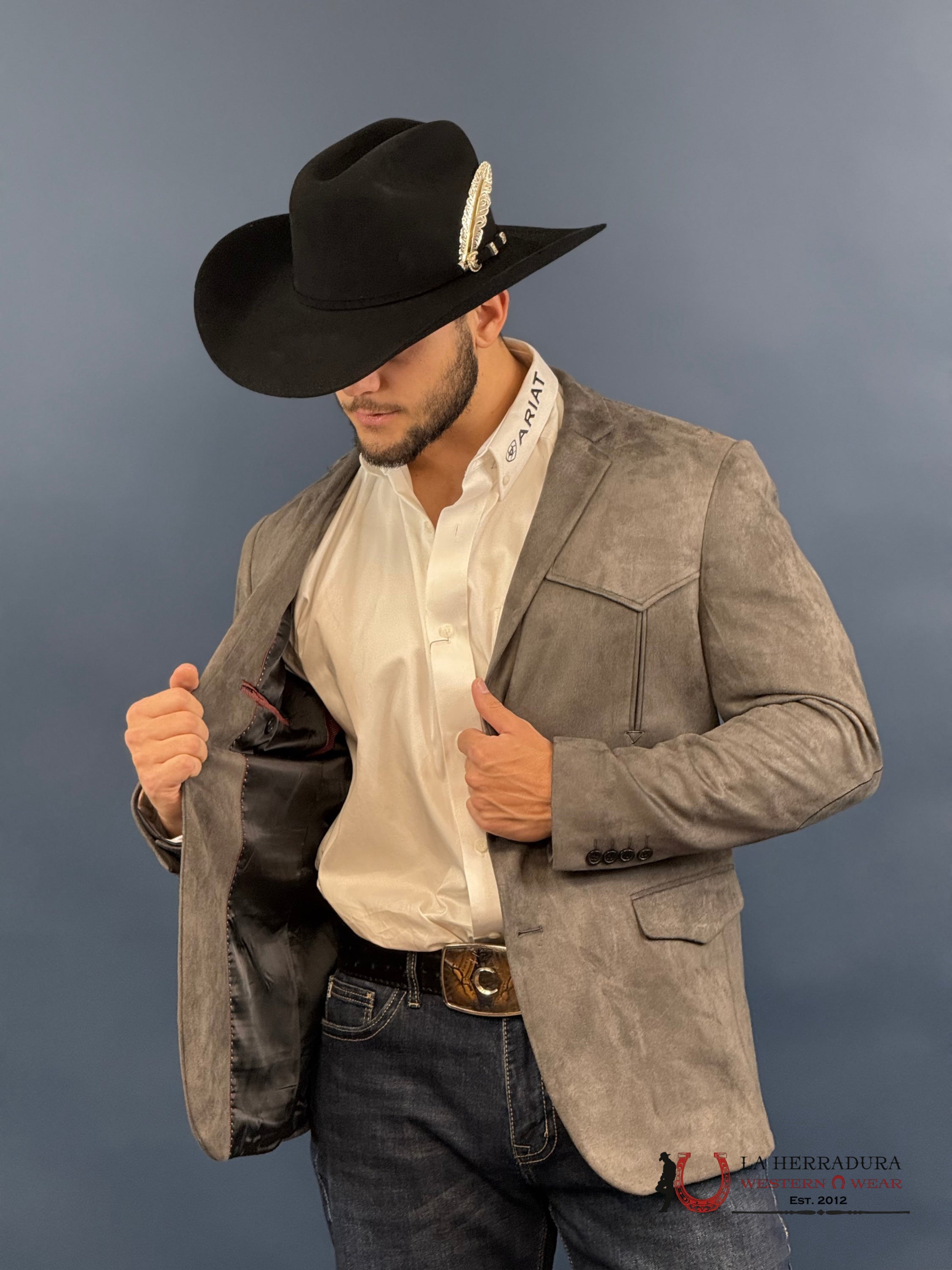 PLATINI CHARCOAL GAMUZA SUEDE BLAZER RANCHER -BLZ9445