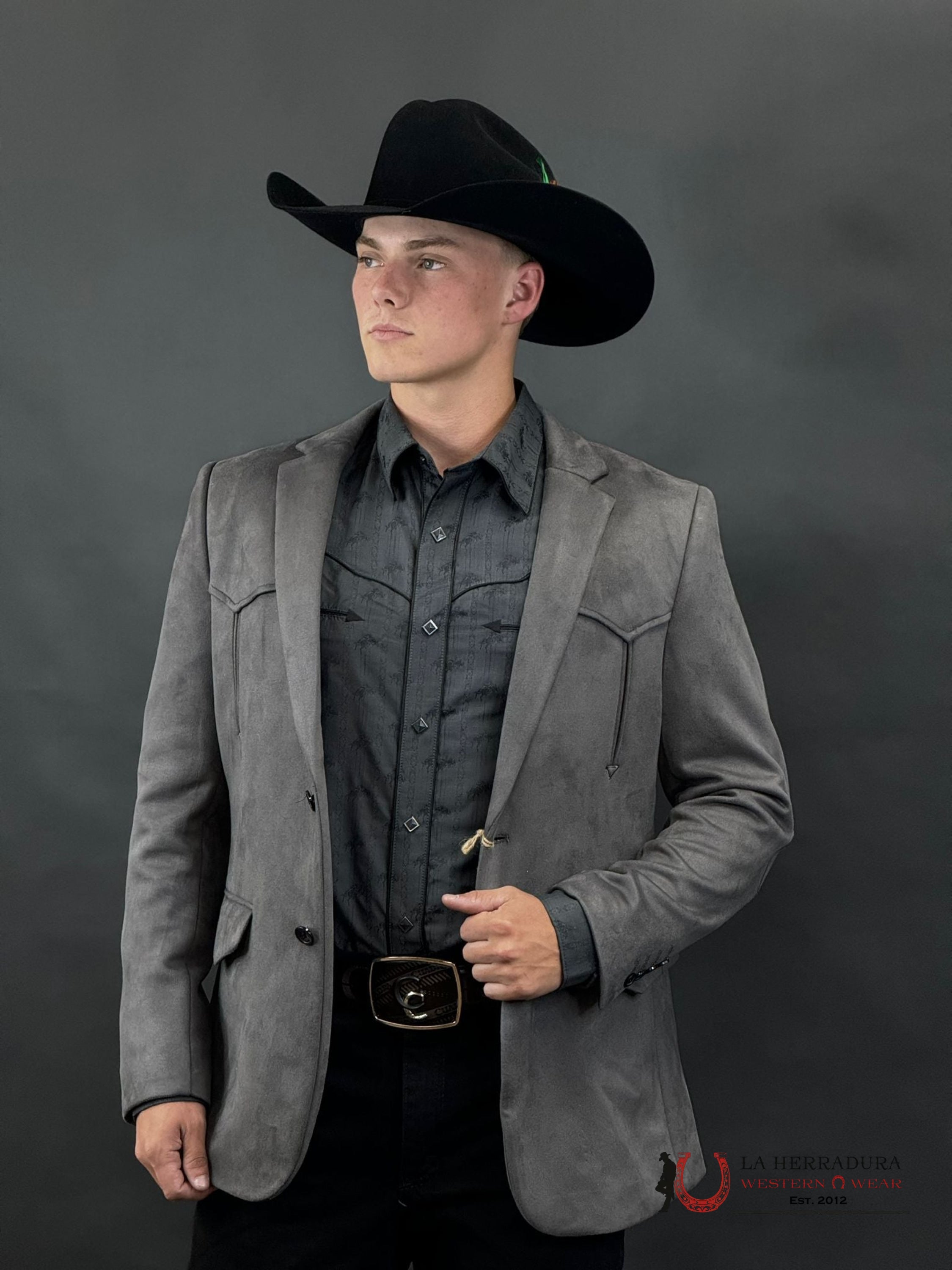 Platini Charcoal Gamuza Suede Blazer Rancher- Bl29445 Ropa Hombres