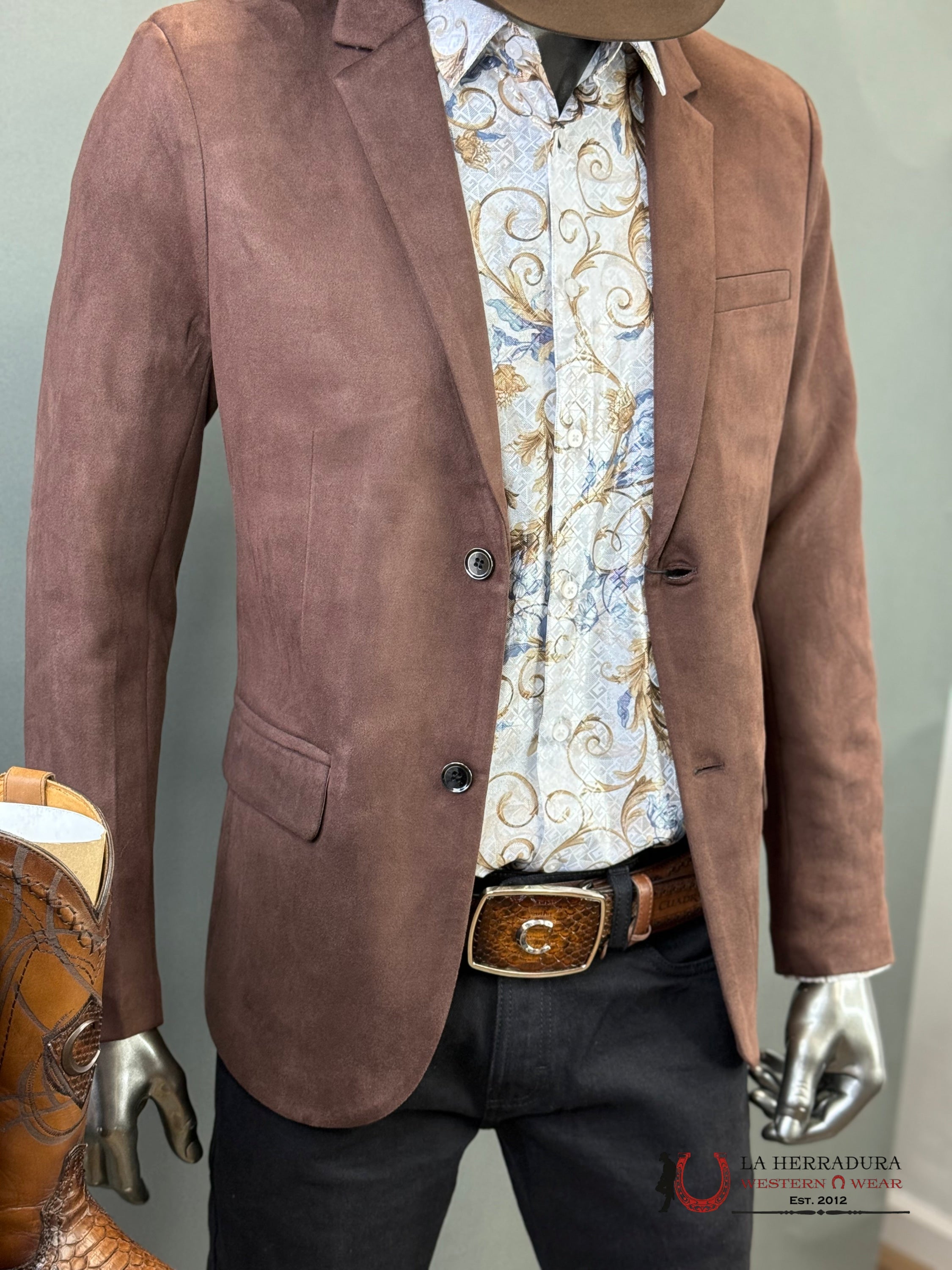 Platini Chocolate Brown Gamuza Suede Blazer Bl28859 Ropa Hombres