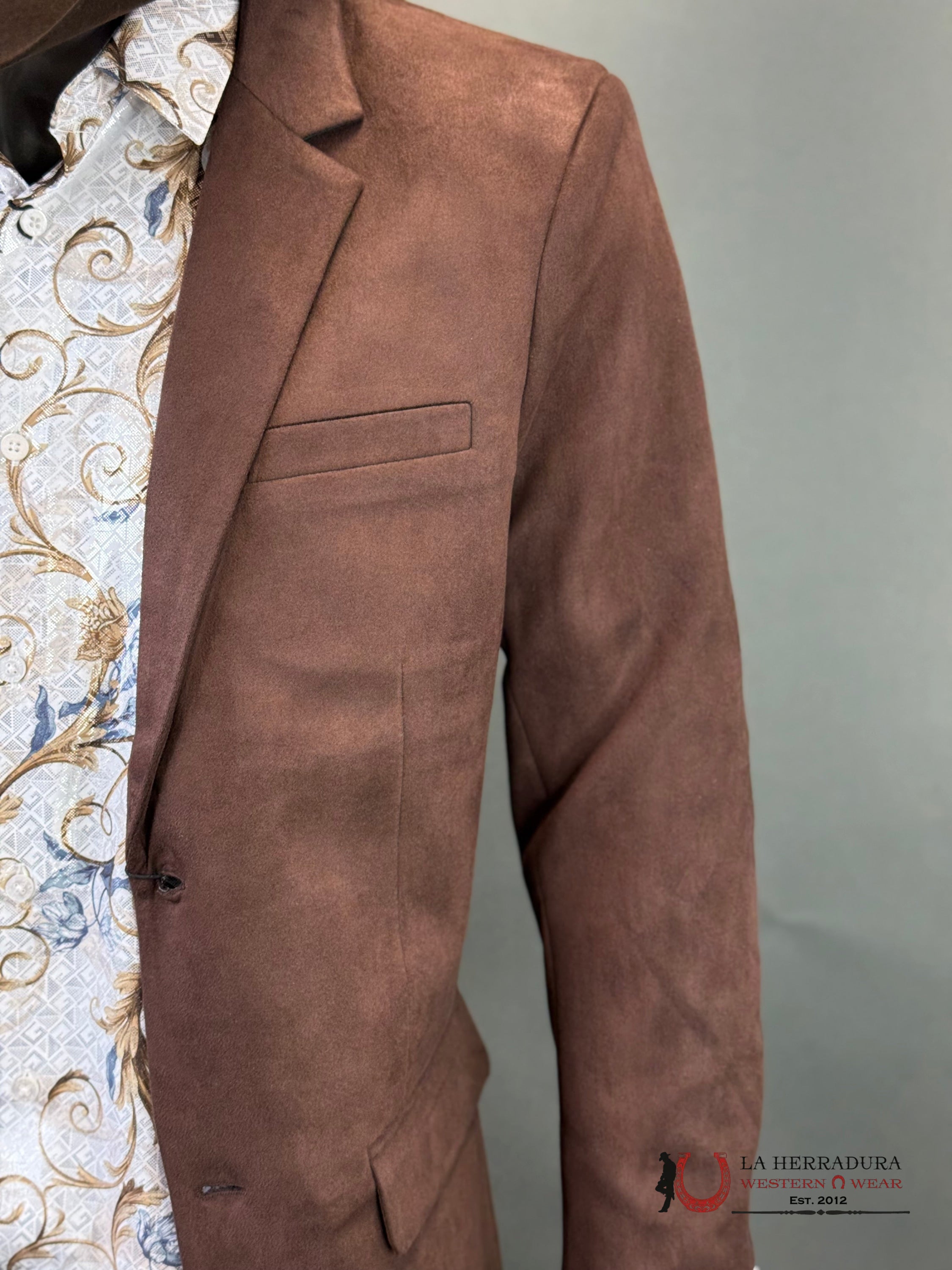 Platini Chocolate Brown Gamuza Suede Blazer Bl28859 Ropa Hombres