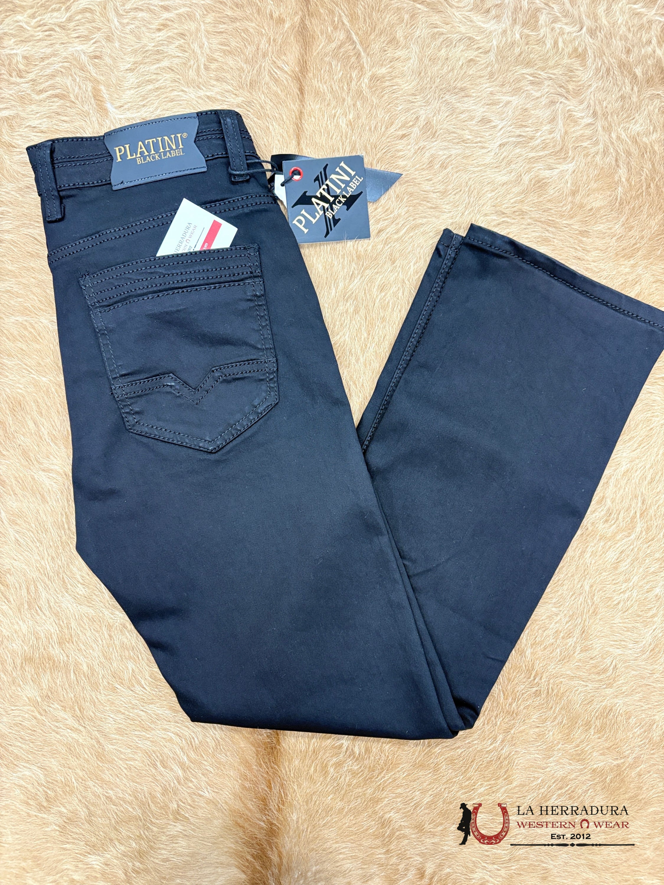 PLATINI MENS BLACK LABEL JEANS BLACK- FSJ3405 ROPA HOMBRES