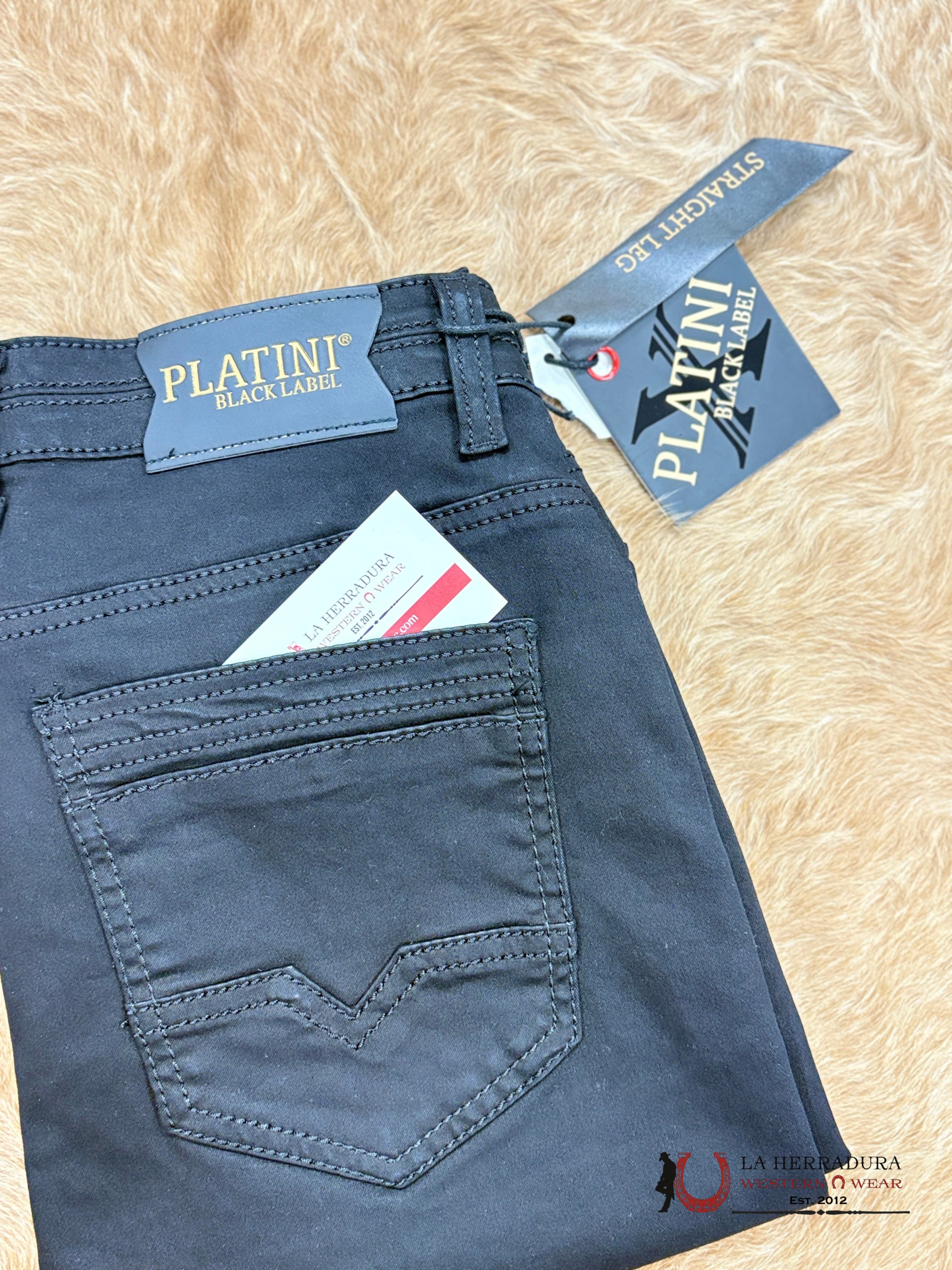 PLATINI MENS BLACK LABEL JEANS BLACK- FSJ3405 ROPA HOMBRES