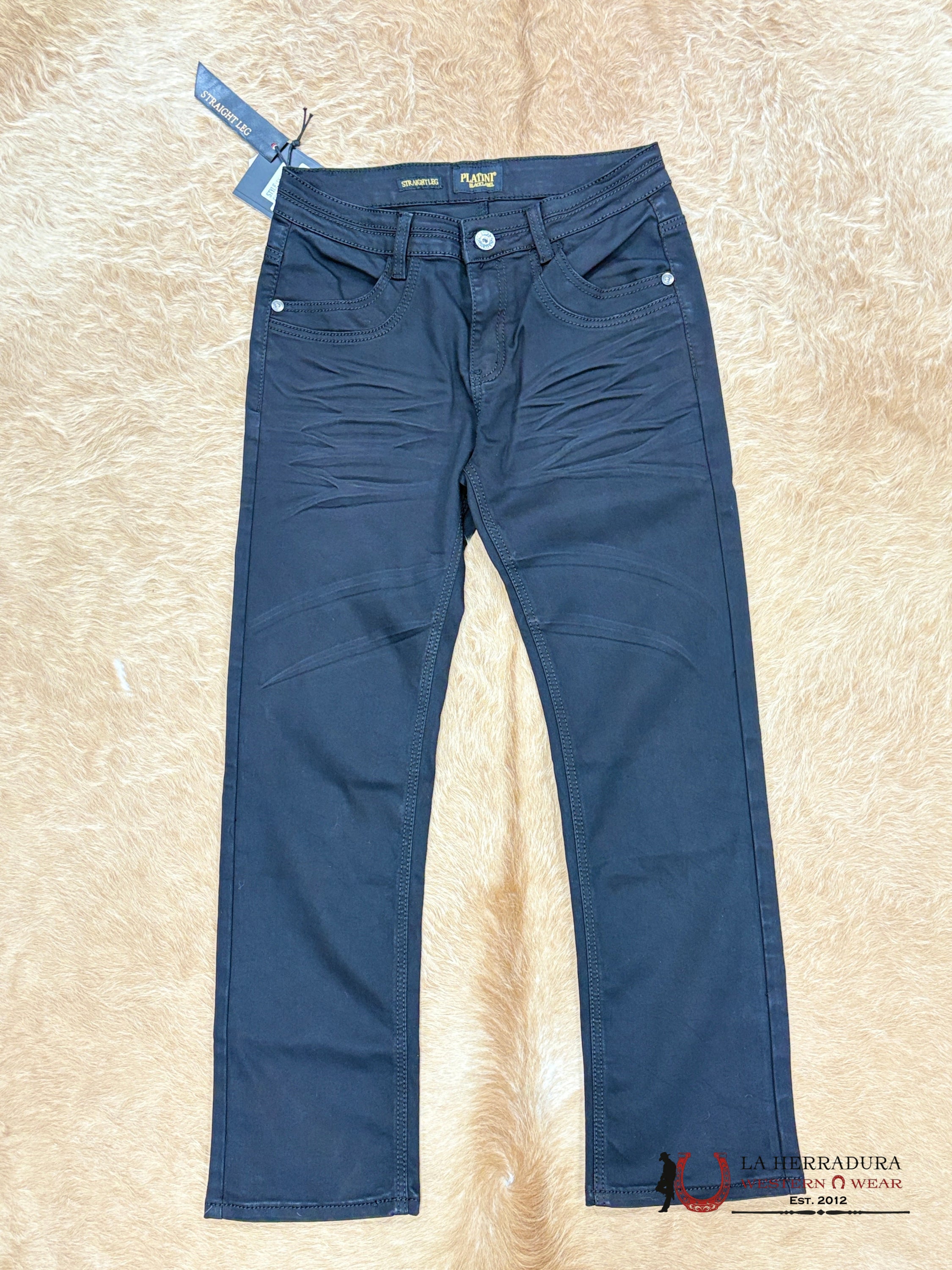 PLATINI MENS BLACK LABEL JEANS BLACK- FSJ3405 ROPA HOMBRES