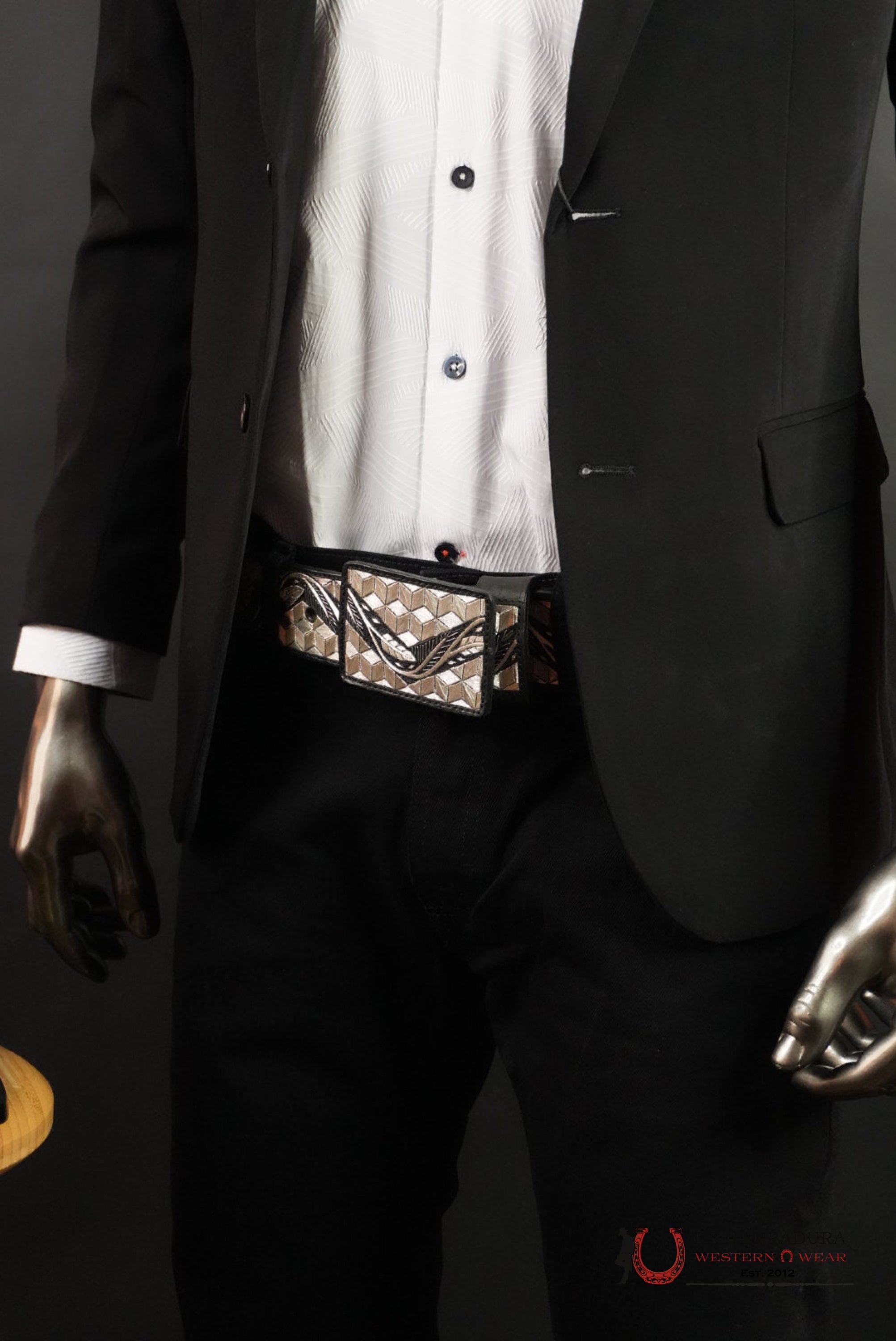 Mens Blazer Black With Grey Floral - BLZ9926 ROPA HOMBRES