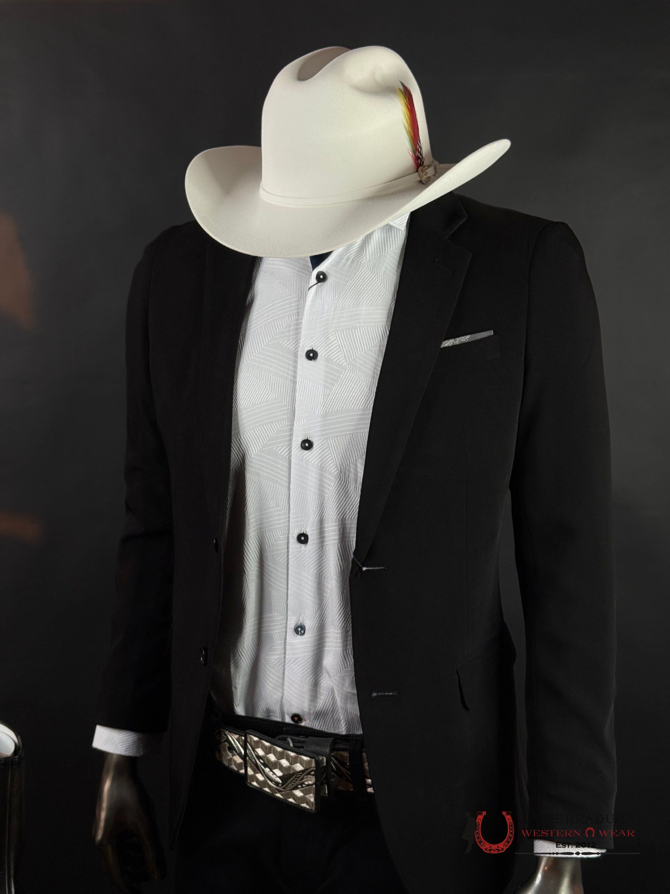 Mens Blazer Black With Grey Floral - BLZ9926 ROPA HOMBRES