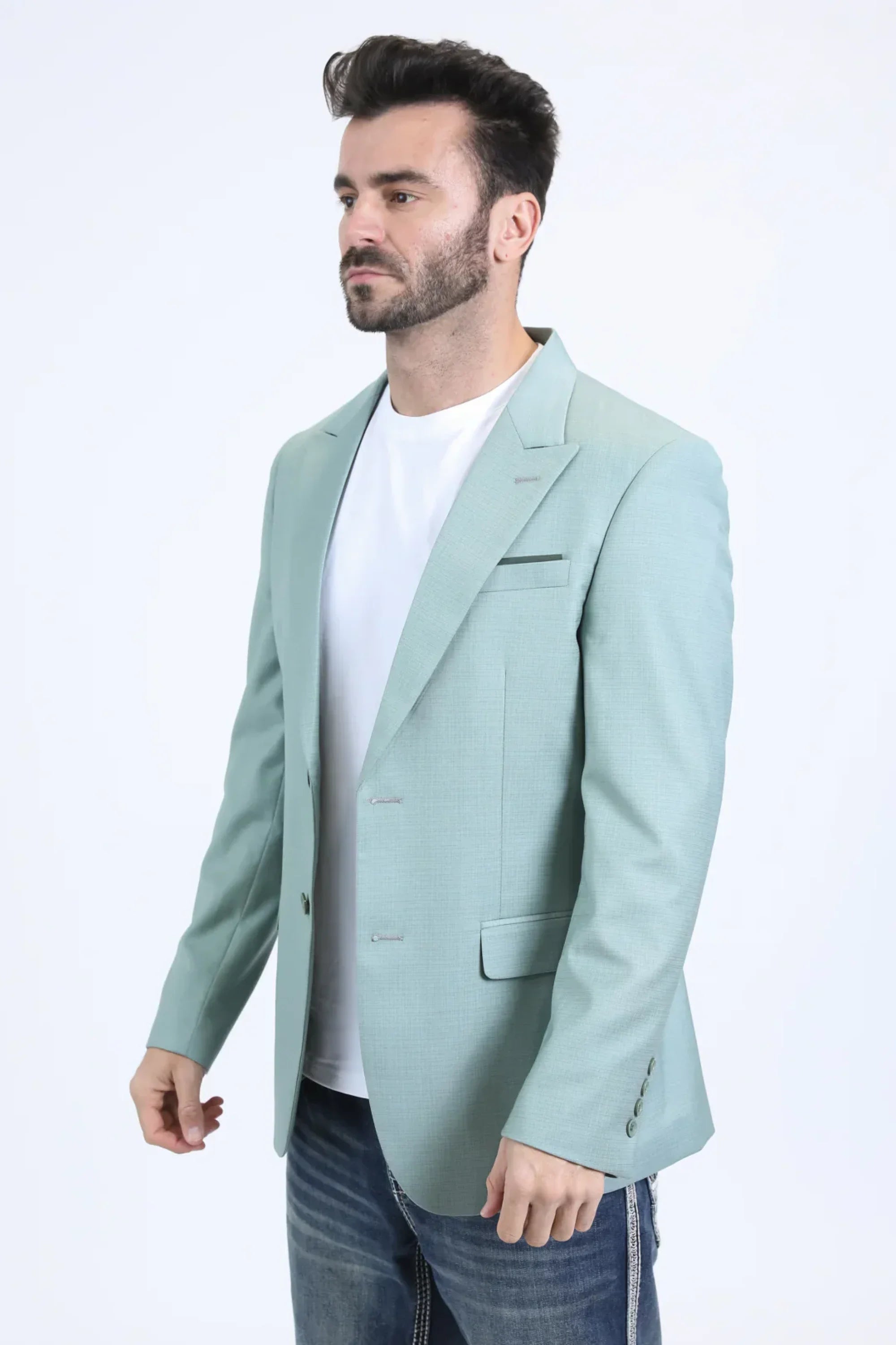 MENS BLAZER MINT GREEN TEAL BLZ10812 CLASIC ROPA HOMBRES